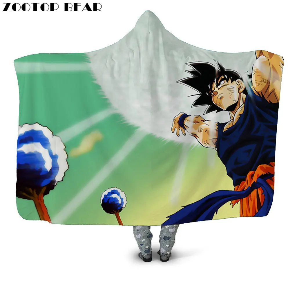 Goku одеяло с капюшоном мягкие взрослые домашние модные мяч Дракон аниме 3D печать офисные одеяла портативный Прямая носимые постельные принадлежности - Цвет: HB124K