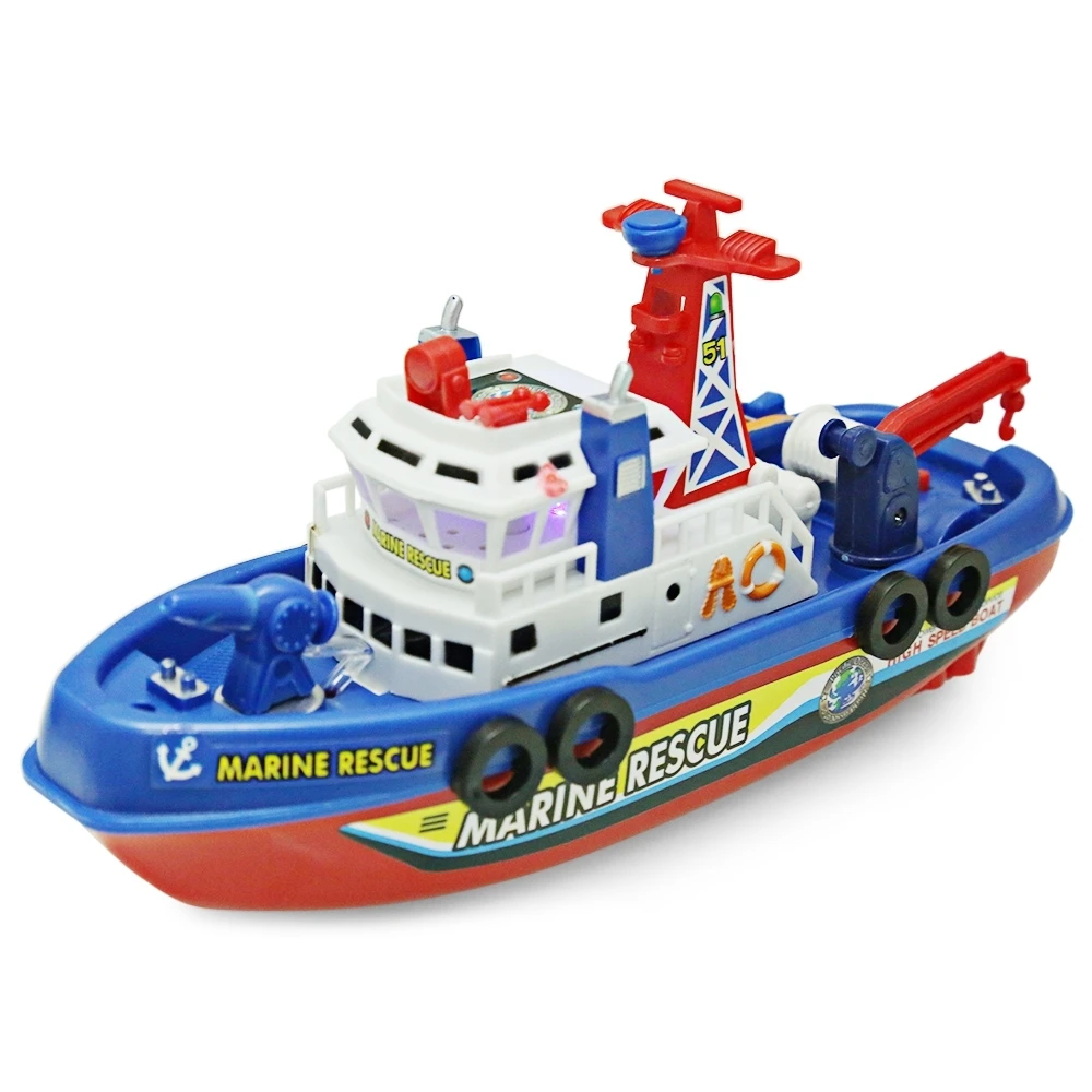 Electrical Boat Marine Rescue Toys with Sound and Light fire Electric Toy Navigation Non-remote Warship Gift High Speed |