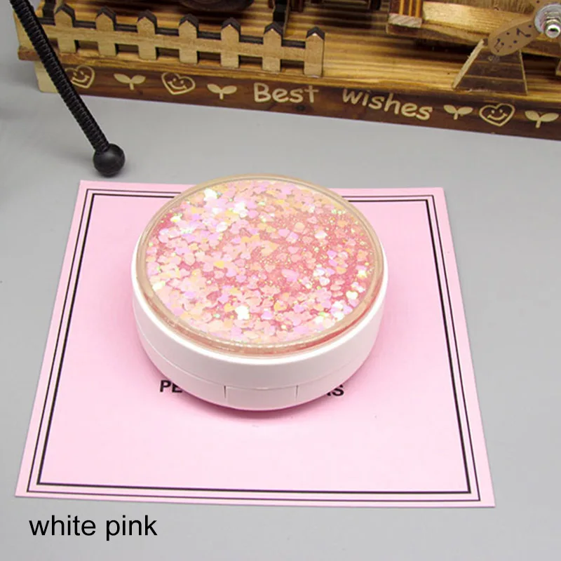 white pink Модная Портативная Коробка для контактных линз Блестящий Удобный для переноски круглый блестящий набор для ухода за глазами держатель для контактных линз чехол из АБС-пластика для хранения - Цвет: white pink