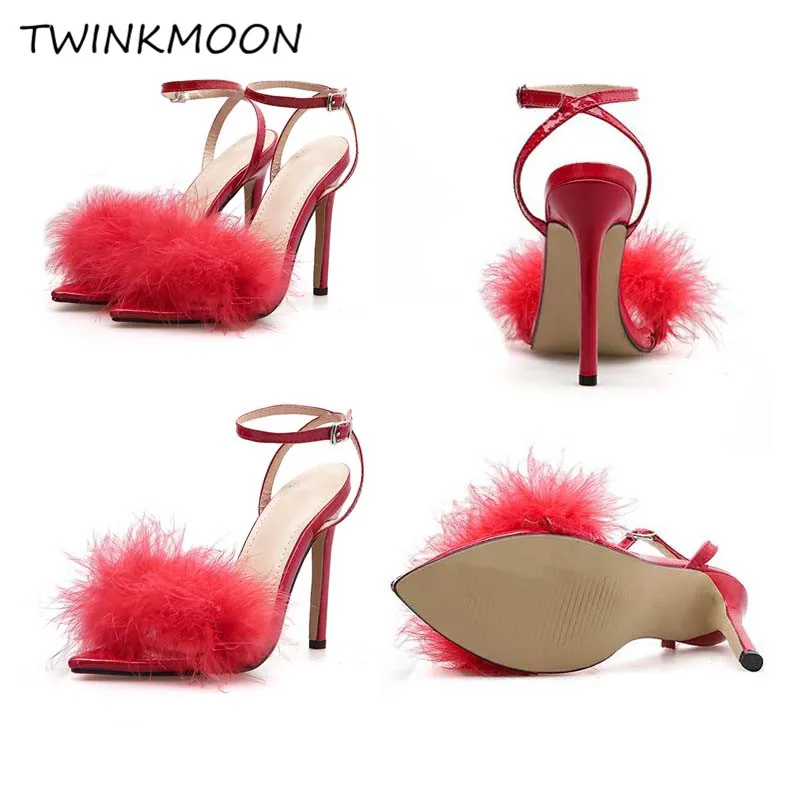 Женские Босоножки на каблуке с острым носком открытым ремешком щиколотке