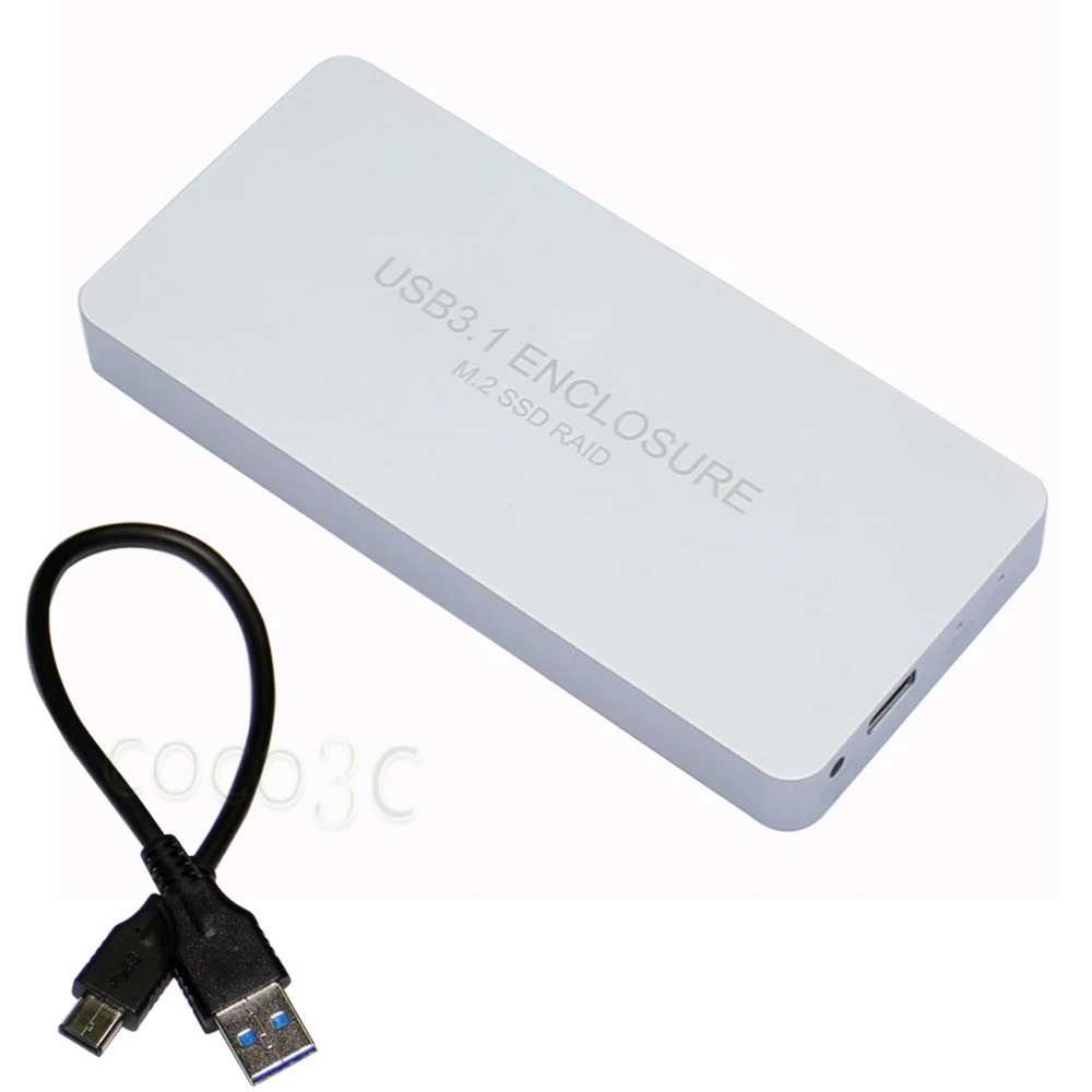 Двойной NGFF RAID SSD корпус USB-C M.2 адаптер USB 3,1 type C 2 M.2 RAID 0 1 коробка