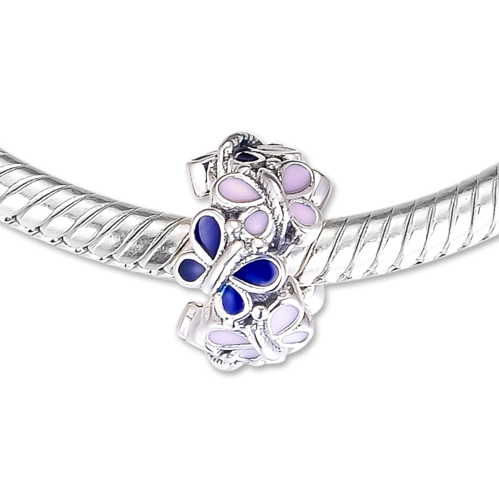 Женский браслет из серебра 925 пробы с бусинами-бабочками | Украшения и аксессуары