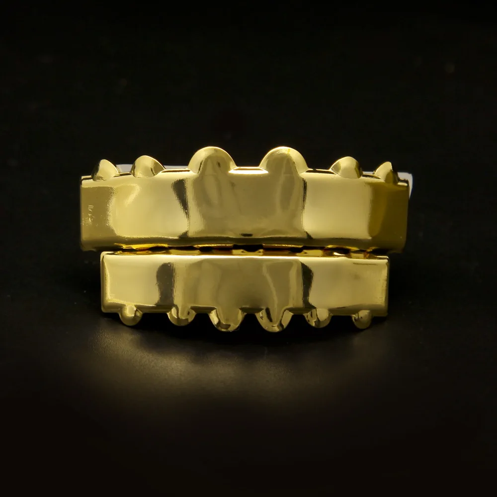 В Стиле Хип хоп ЗУБЫ Grillz Gold цвет верхней и нижней неравномерность зубные Насадки