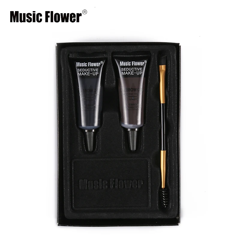 2 шт./лот Music Flower гель для бровей, набор для макияжа, тушь для бровей Крем-тени, стойкая краска для усиления цвета Водонепроницаемый и долговечная