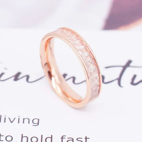 KNOCK розовое золото, многоцветное циркониевое кольцо со снегом для женщин, обручальное кольцо, подарок 316L, ювелирные изделия из нержавеющей стали с высокой полировкой, никогда не выцветает