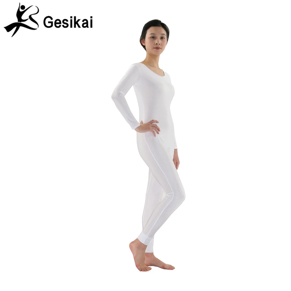 Женские белые костюмы для йоги гимнастические спандекс лайкра круглый воротник