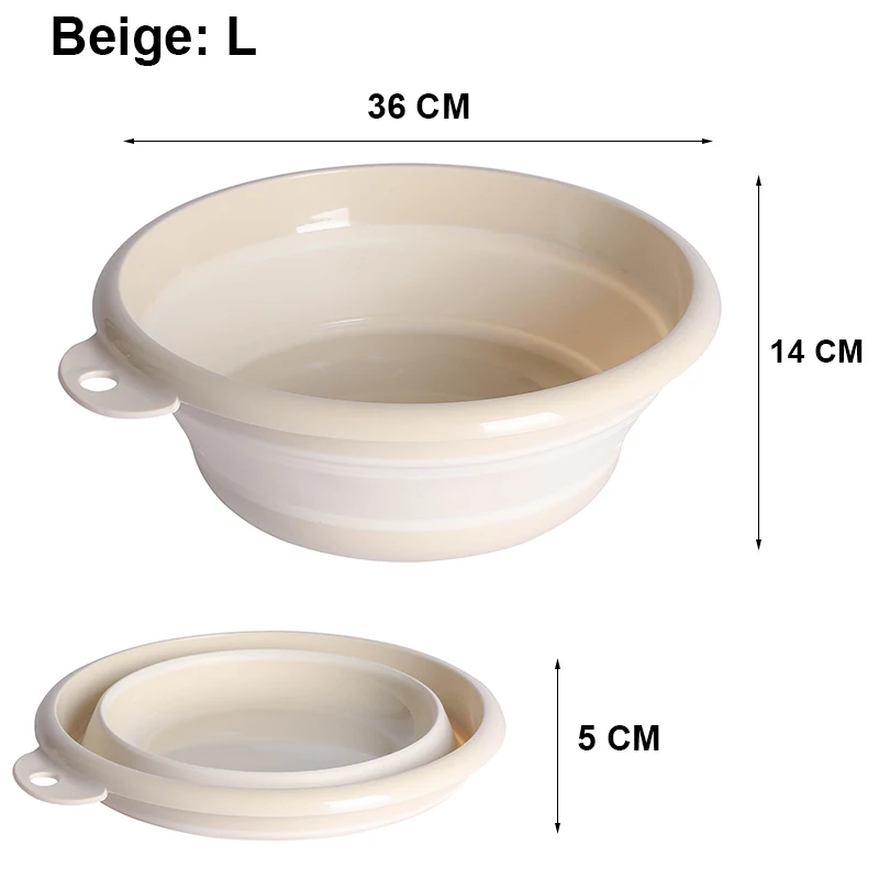 Beige L Экологичное портативное складное ведро, складное ведро для бассейна, туристическое, для путешествий, для рыбалки, кемпинга, ведро для мойки автомобилей, 4 размера - Цвет: Beige L