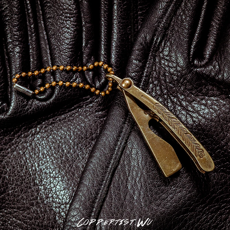 Type 4 Coppertist. wu бритвенный портативный открывалка для бутылок бронзовый брелок латунный брелок для ключей ручной работы Золотое модное кольцо для ключей с сумочкой кулон - Цвет: Type 4