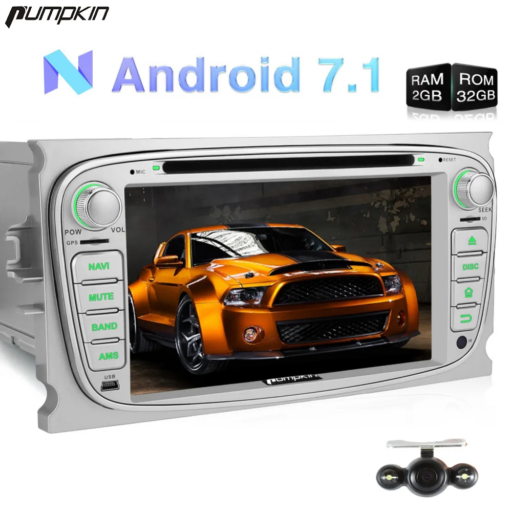 Pumpkin2 Din Android 7 1 автомобильный dvd-плеер для Ford Mondeo/Focus четырехъядерный 2G RAM 32G ROM GPS