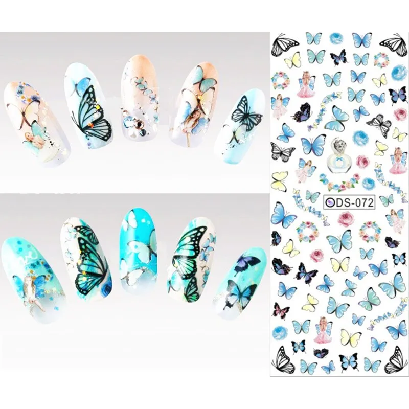 Mydytenle 1 sheet Vivid Flying Butterfly Nail Water Decals Flower Design Transfer Stickers Art Sticker DIY Watermark Tools | Красота и
