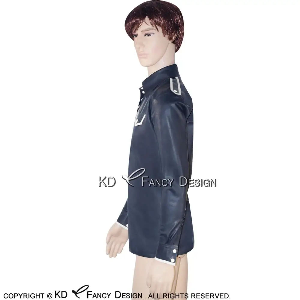 Черный и белый цвета планки сексуальная латекс военная форма пуговицы спереди