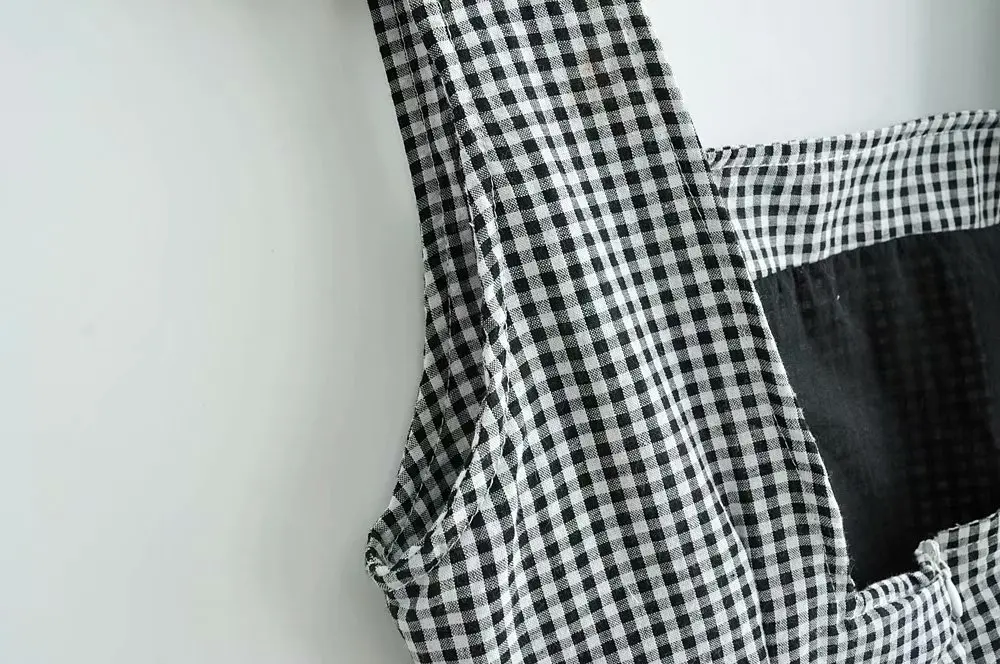 Bazaleas винтажное женское платье шикарное шотландское зеленое мини-платье vestidos тонкое летнее платье на бретелях модные Базовые платья Прямая