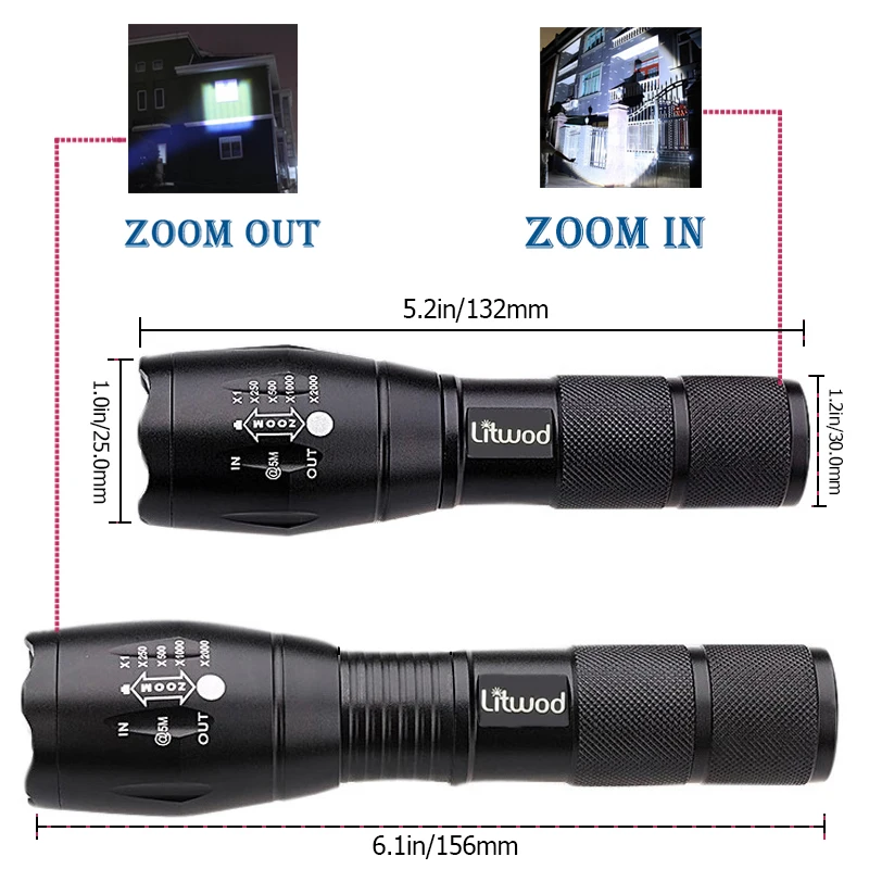 Z20 Litwod светодиодный тактический фонарик 5000 люмен XM L2 масштабируемой 5 режимов