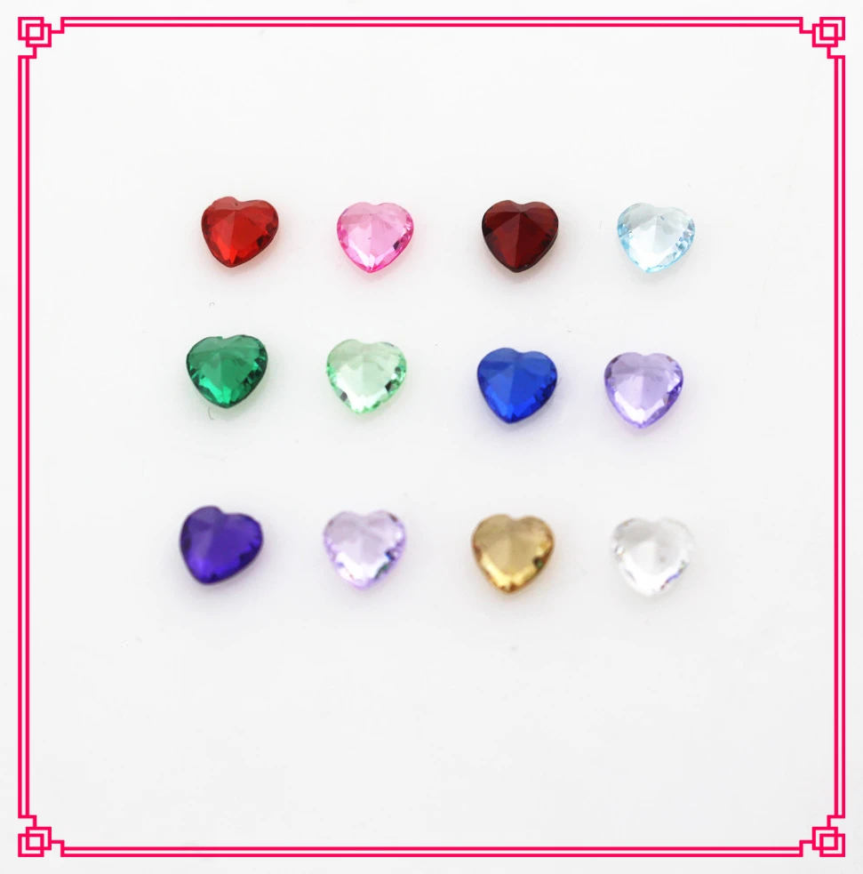 

New 120pcs/lot mix 12 month different color 5mm crystal heart birthstone floating charms living glass locket