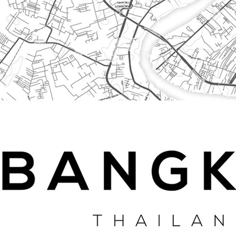 Плакат карта и печать Таиланд путешествия город Холст Картина Современная