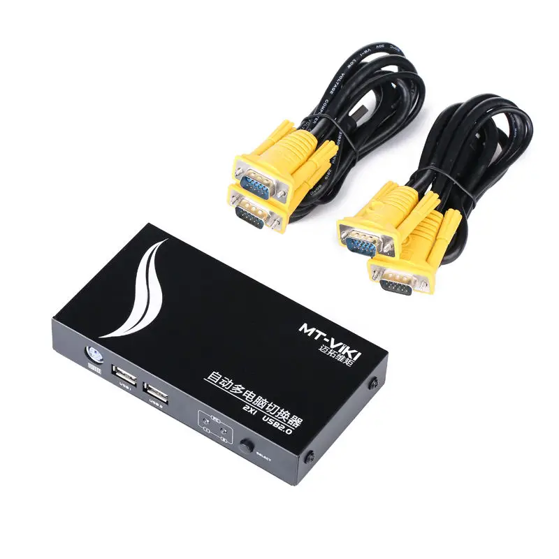 MT Viki 2 порта Авто VGA USB KVM переключатель Hotkey выбор с оригинальными кабелями