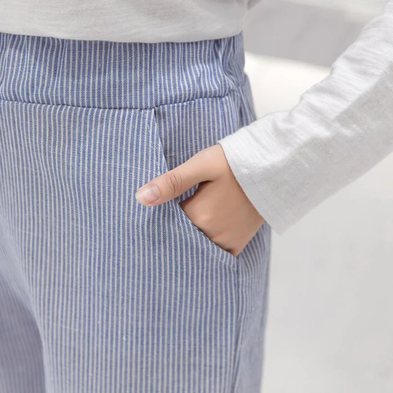 

Hot Sale 2019 Spring Autumn Korean Trousers Female High Elastic Waist Harem Pants Women Fashion Casual Striped Ankle-length Pant