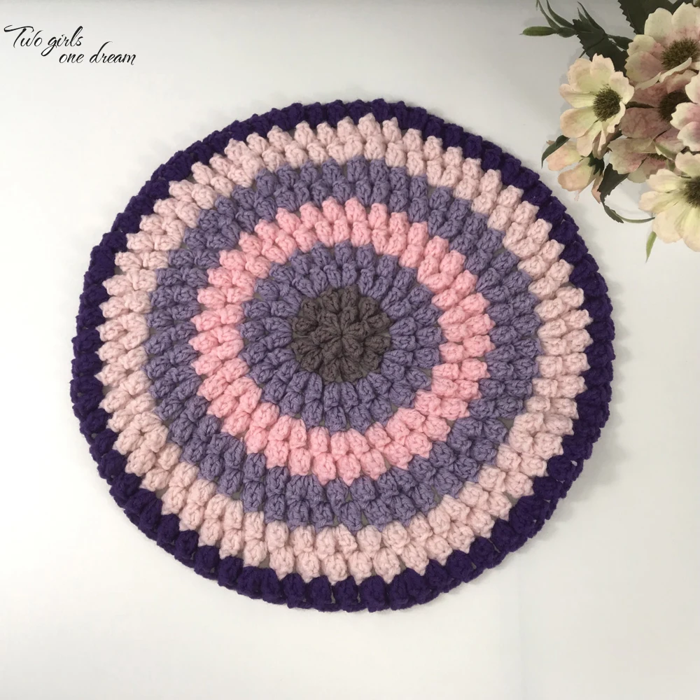 

Original Handmade Crochet Traits round Seat Cushion DIY Table mats Wedding Decor Pad Film shooting decoration 38cm 2pcs/lot