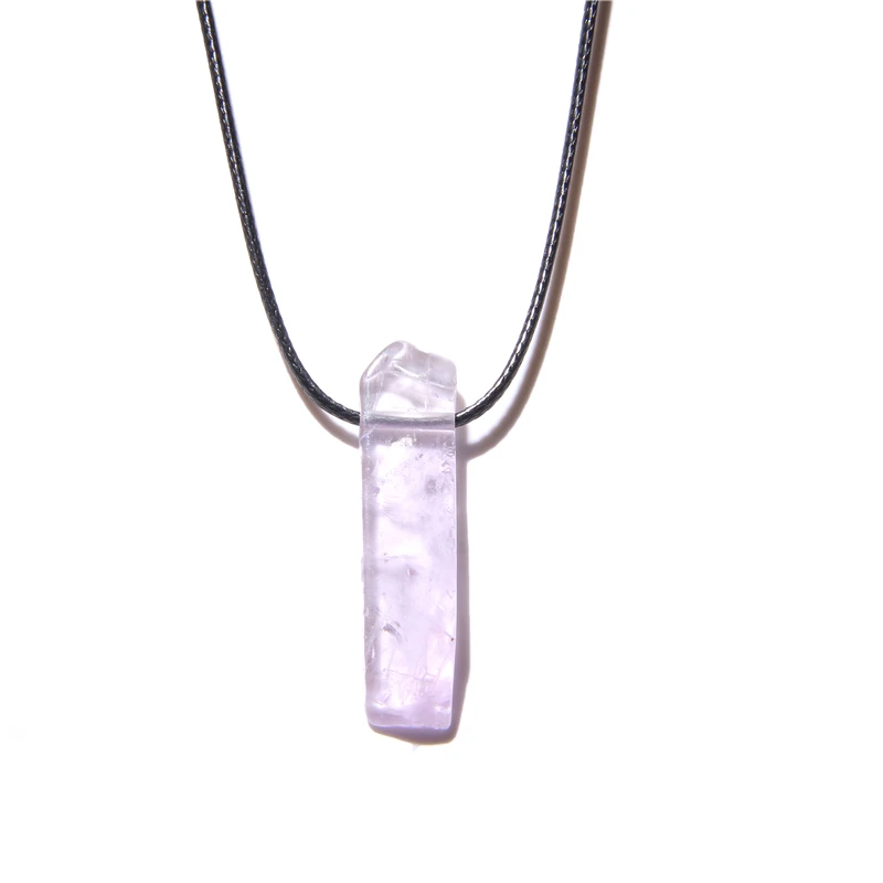 Летние ожерелье из природных кристаллов Женские черные кожаные веревки Amethyste