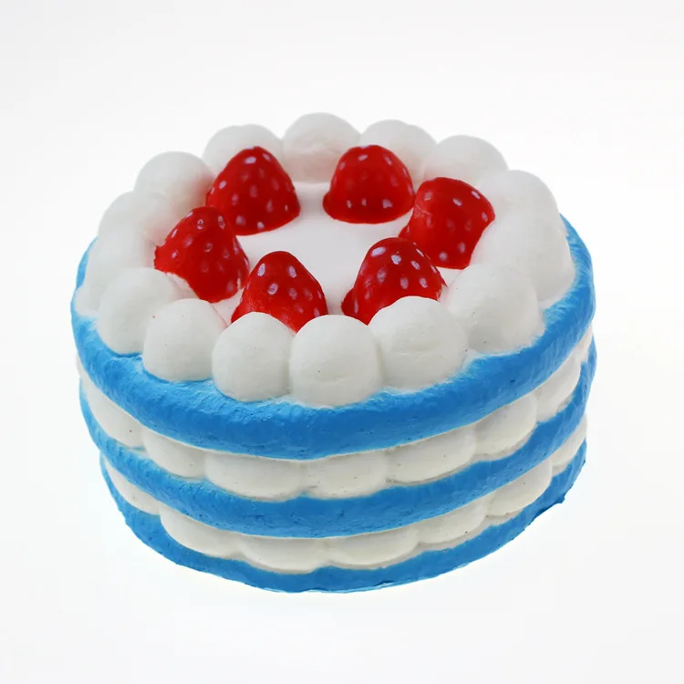 StrawberryBluCake Squishy Единорог замедлить рост Jumbo мороженое торт клубника панда Еда Зефир Кот Squeeze игрушки весело новинка антистресс подарки - Цвет: StrawberryBluCake
