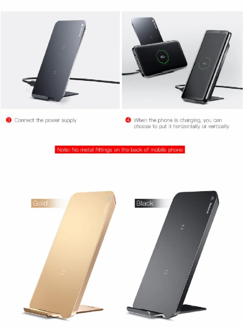 Беспроводное зарядное устройство Baseus Qi для iPhone X samsung Note 8 S8 Plus S7 S6 Edge, быстрая Беспроводная зарядная док-станция