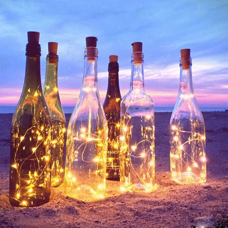 0 75 м 15 Led DIY Стеклянная винная светодиодная гирлянда в форме пробки медная