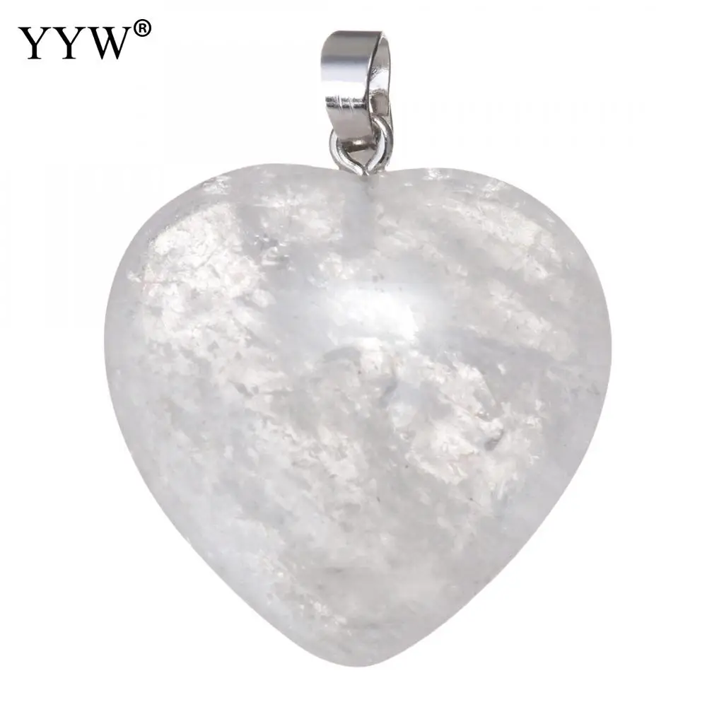 clear quartz Натуральный кристалл любовь подвески в форме сердца для любовника драгоценный камень каменный розовый кварц тигровый глаз лазурит заживляющий Шарм Подвески ювелирные изделия - Окраска металла: clear quartz