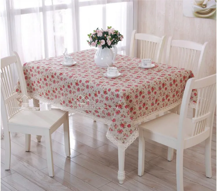 Прямоугольные скатерти из льна и хлопка с цветами розой домашние прямоугольные