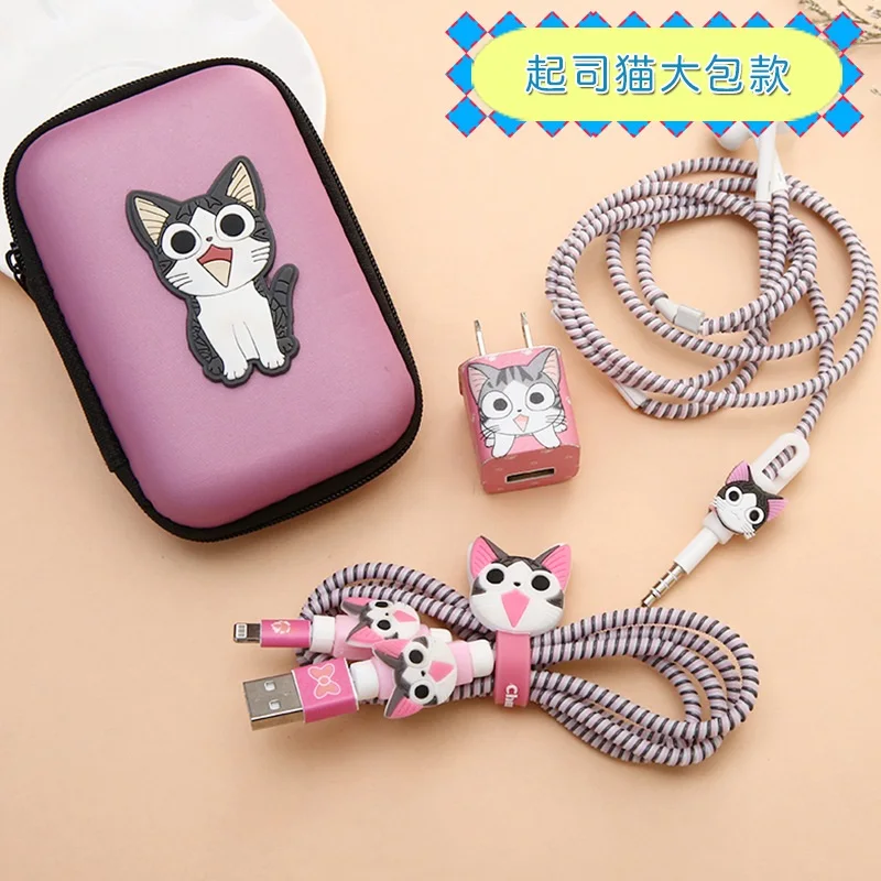 style 11 Мультфильм устройства для сматывания кабеля USB кабель протектор Набор зарядное устройство наклейка наушники спиральный шнур протектор для iphone 5 6 7 8 Кабельный органайзер - Цвет: style 11