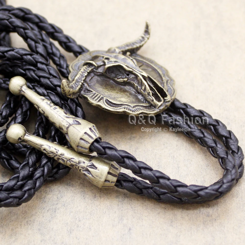 Новое поступление модный топ с галстуком-бабочкой и черепом из яловой кожи в