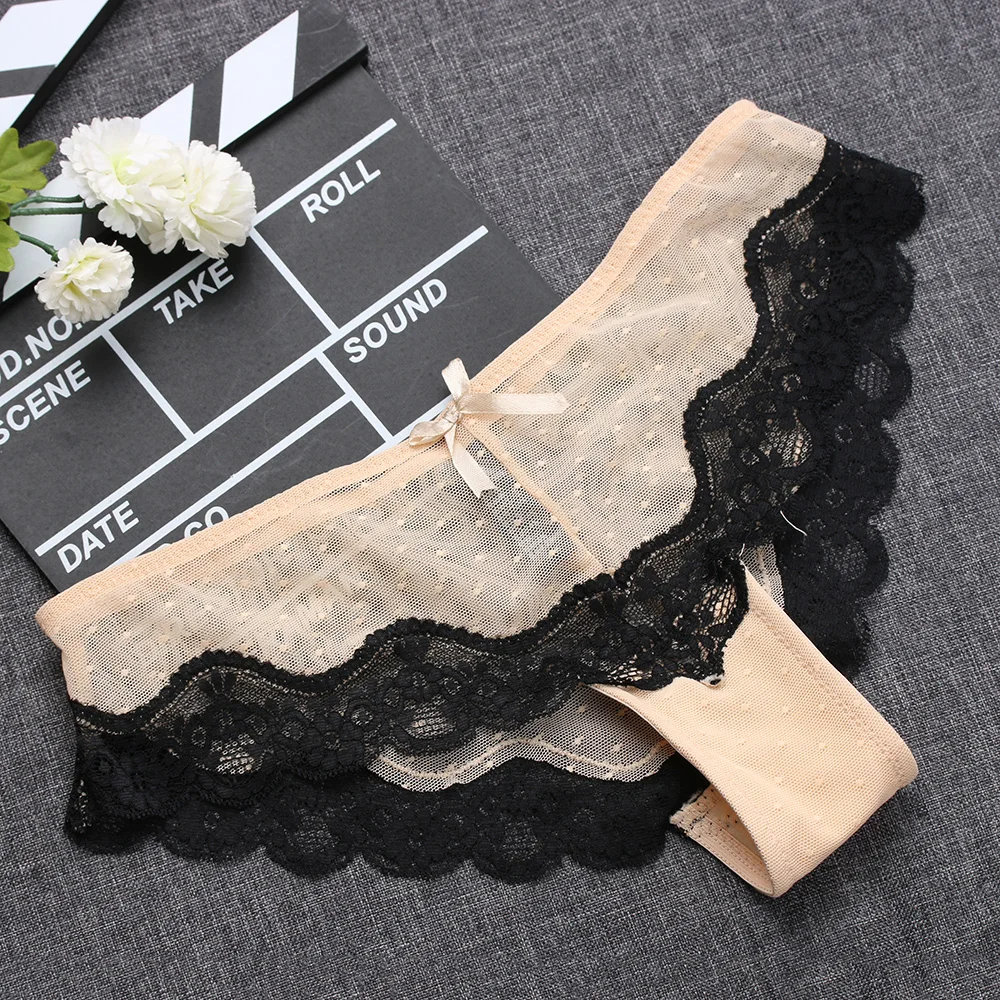 

1 piece of sexy underwearwomen's lace comfortable breathable thong low-rise floating lace wave-edge underwear fashion underwear