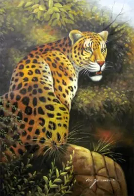 Очаровательный кот лев тигр гепард джунгли животных маслом искусства 100%