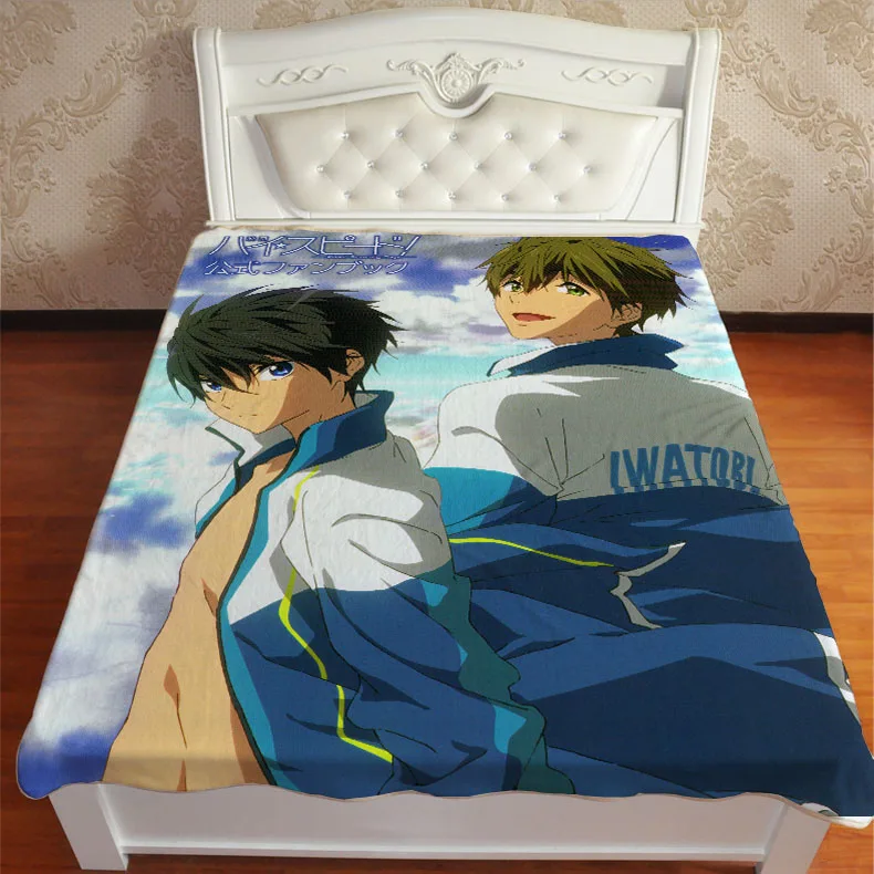 Аниме Манга бесплатно! IWatobi Плавание клуб пледы Одеяло 001 аккумулятор большой емкости - Цвет: Фиолетовый