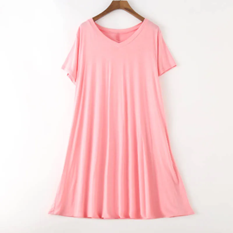 Розовый Летнее женское платье размера плюс, обхват груди 110-135 см, 7XL, 8XL, женское платье черного, серого, красного, розового, белого, фиолетового цвета, 10 цветов - Цвет: Розовый