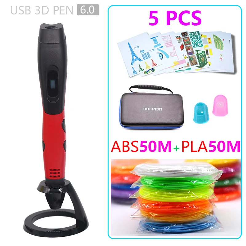 pen and 100m Новая версия 3D Ручка 3d модель 3d волшебная ручка 3d принтер ручка Рождественские подарки детский подарок с чехол для переноски - Цвет: pen and 100m