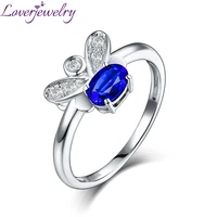 loverjewelry butterfly women rings 14kt white gold diamonds blue sapphire anniversary ring fine jewelry for girl gift jewelry