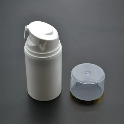 DHL Free 50pcs/lot 50ml Portable PP Plastic Lotion Cream White Bottle Empty Transparent Airless Pump Bottle Vacuum Container