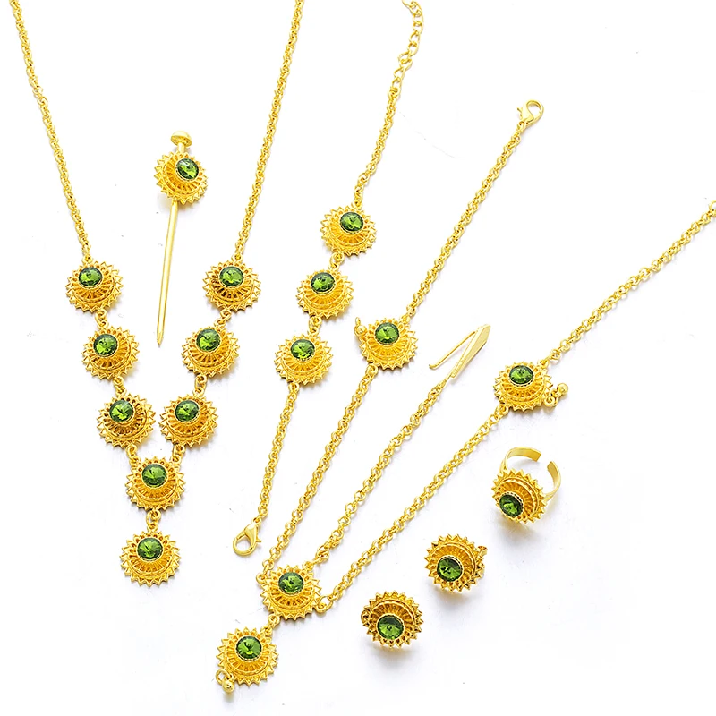 Комплект ювелирных изделий из колье серёг кольца и браслета|set necklace|jewelry set