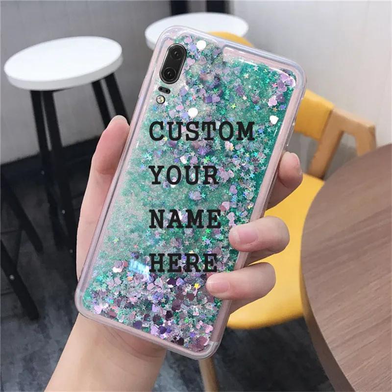 Personalized Custom Phone Case for Huawei P20 Lite P9/P10/P8 cases PLUS Glitter Liquid Quicksand DIY | Мобильные телефоны и