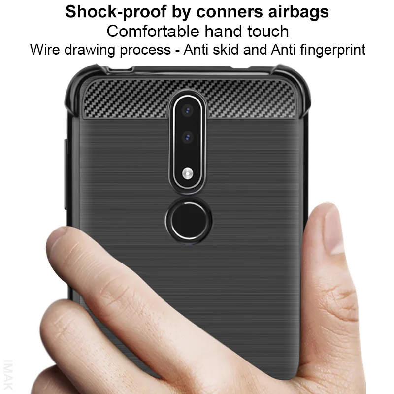 For Nokia 3.1 Plus case iMAK Vega Fiber Pattern airbag Phone Bumper Cover |