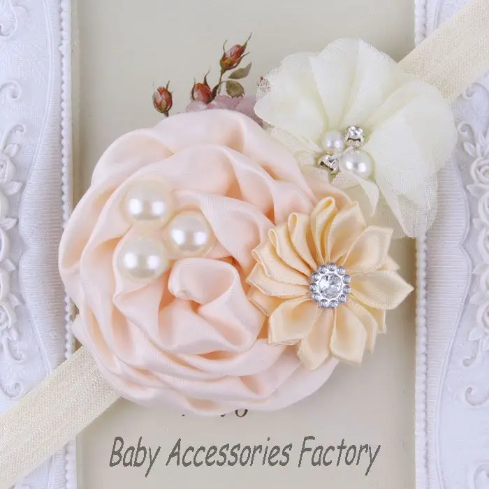 Chic Kids Elastic Headbands Girl Pearl Rhinestone Flower Headband Hair Accessories Christmas Hairbands FD01 | Детская одежда и