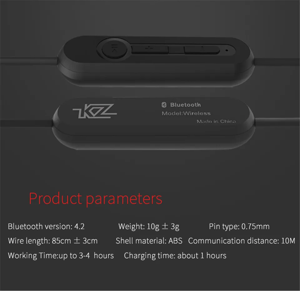 Плотным верхним ворсом KZ ZS10/ZSA/ZS6 Bluetooth 4,2 Беспроводной модуль обновления кабель Съемный шнур плотным верхним ворсом KZ оригинальные наушники 0,75 мм 2 Pin Bluetooth кабель