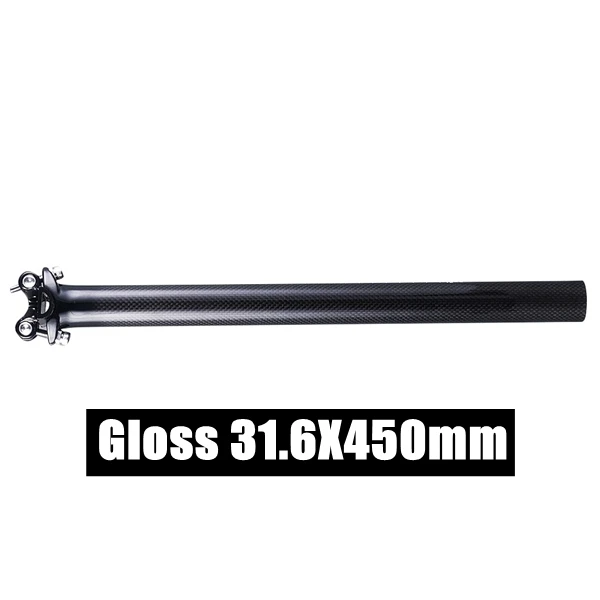 Glossy 31.6X450mm Без логотипа матовый/глянцевый черный труба из углеродистого волокна 3 K из углеродного волокна для велосипеда стойка сиденья для горного велосипеда/Шоссейный велосипед Подседельный штырь 27,2/30,8/31,6*350/400/450 мм Велоспорт Запчасти - Цвет: Glossy 31.6X450mm