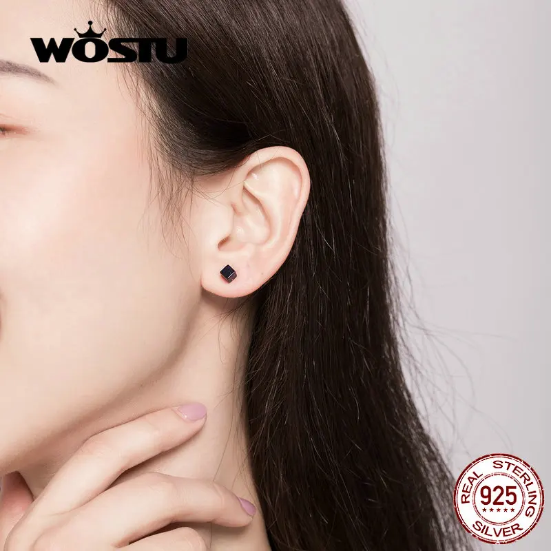 WOSTU, квадратные серьги-гвоздики, 925 пробы, серебряные, синие, песочный камень, серьги для женщин, серебряные 925, ювелирные изделия, корейский стиль CQE652