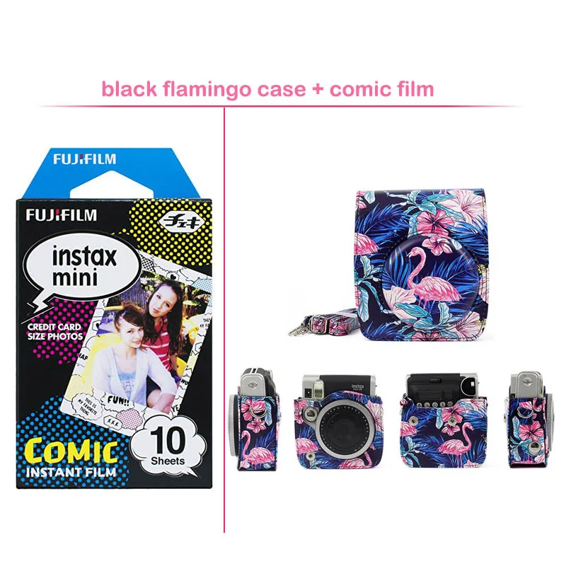 Оригинальная цветная пленка Fujifilm Instax Mini с защитным чехлом из искусственной кожи