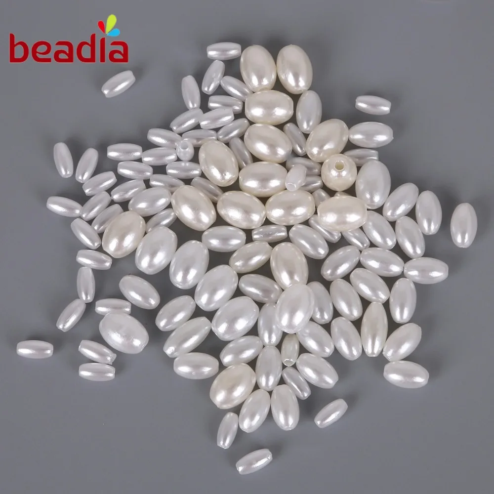 Бусины с имитацией жемчуга из АБС пластика белые слоновой кости овальные бусины