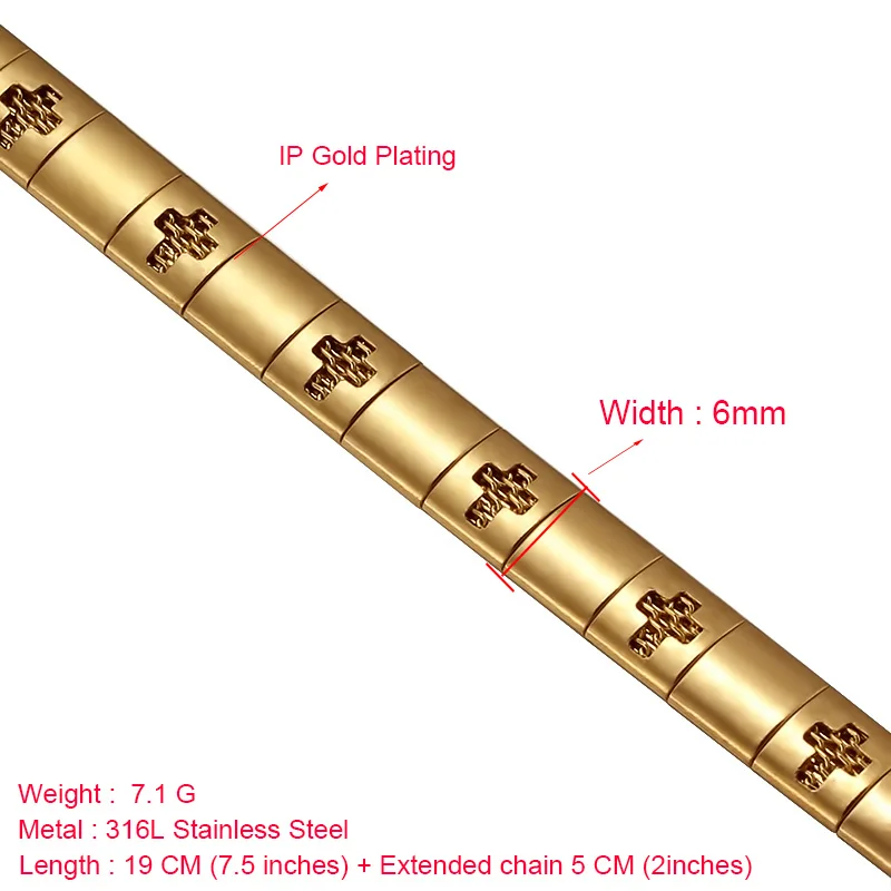 Bracelet Gold 6MM Модное ожерелье с крестом из нержавеющей стали для женщин золотого/серебряного цвета, Массивное колье-ошейник, массивное ювелирное изделие, подарок - Окраска металла: Bracelet Gold 6MM