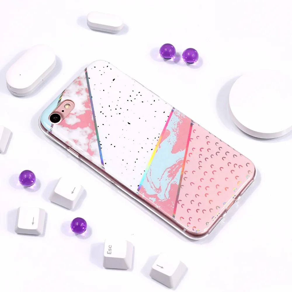 Meetcases розовый геометрический holo мраморный чехол для телефона Iphone7 8 TPU Мягкий