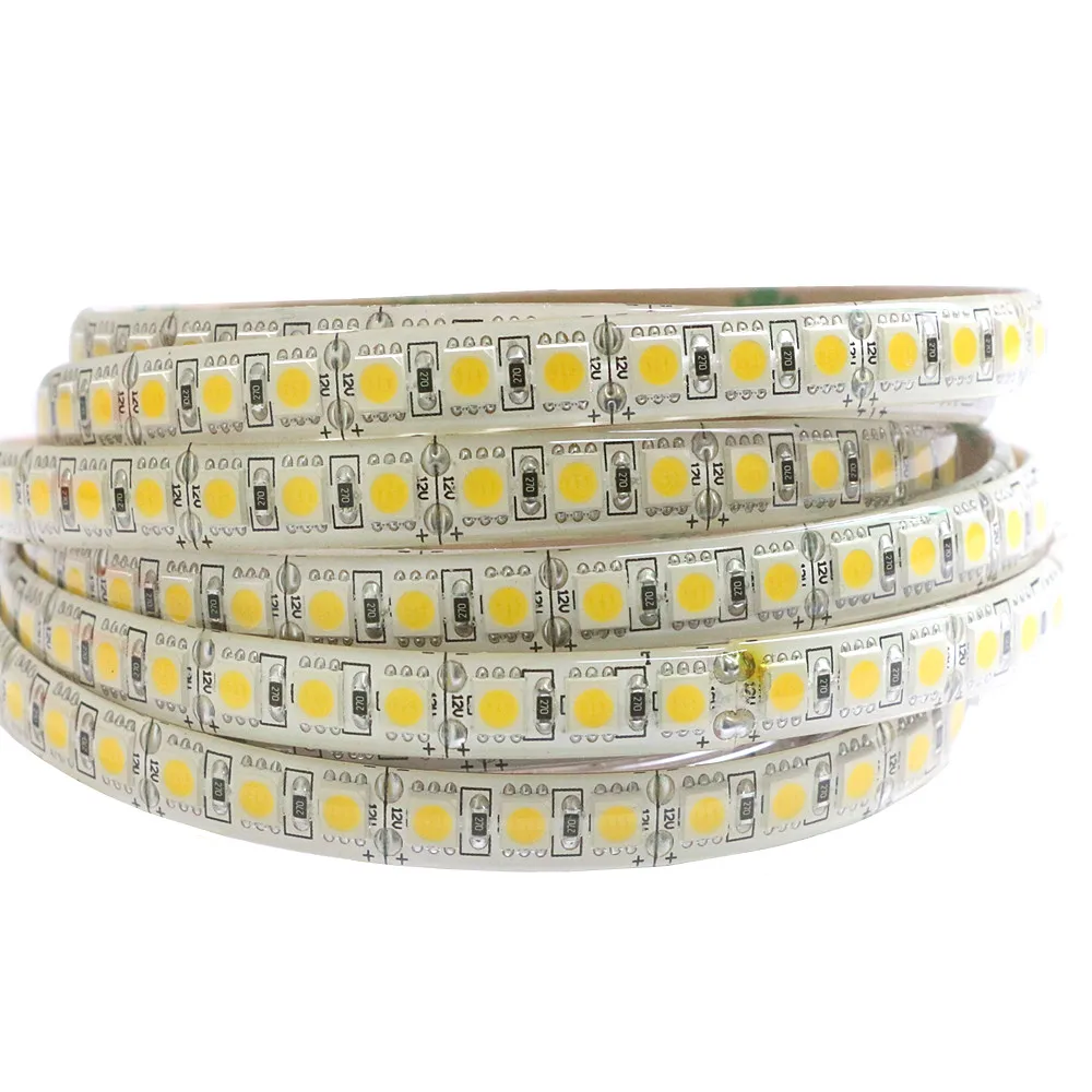 DC 12V Светодиодная лента 5050 5m 600 LEDS Гибкая светодиодная 120 leds/m Холодный/теплый белый