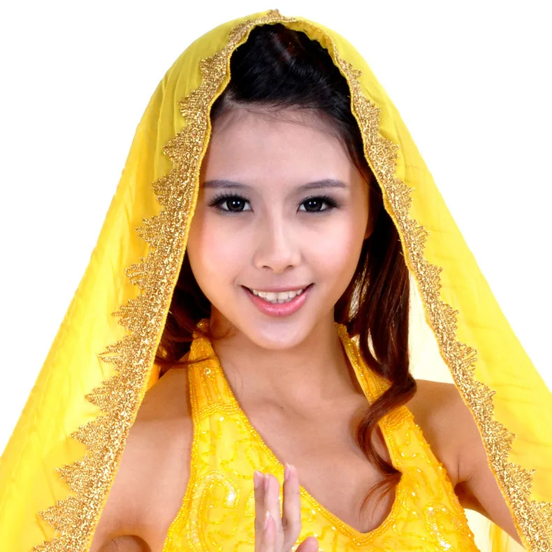 yellow shawl Танец живота большая вуаль шаль Высокое качество 120D шифон Племенной платок цыганские шарфы танцевальные шали Цыганская шаль большой белый шифон - Цвет: yellow shawl